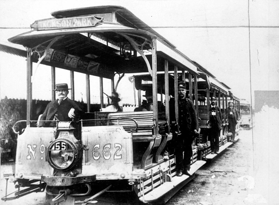 Chicago City Railway 3-car cable car to loop at Jackson Park